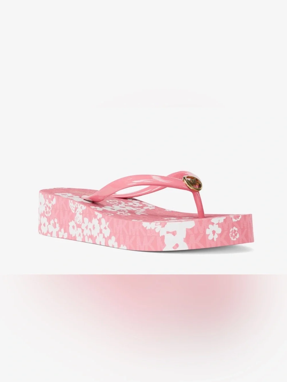 Michael Kors Pink Floral Platform Flip Flop Sandals